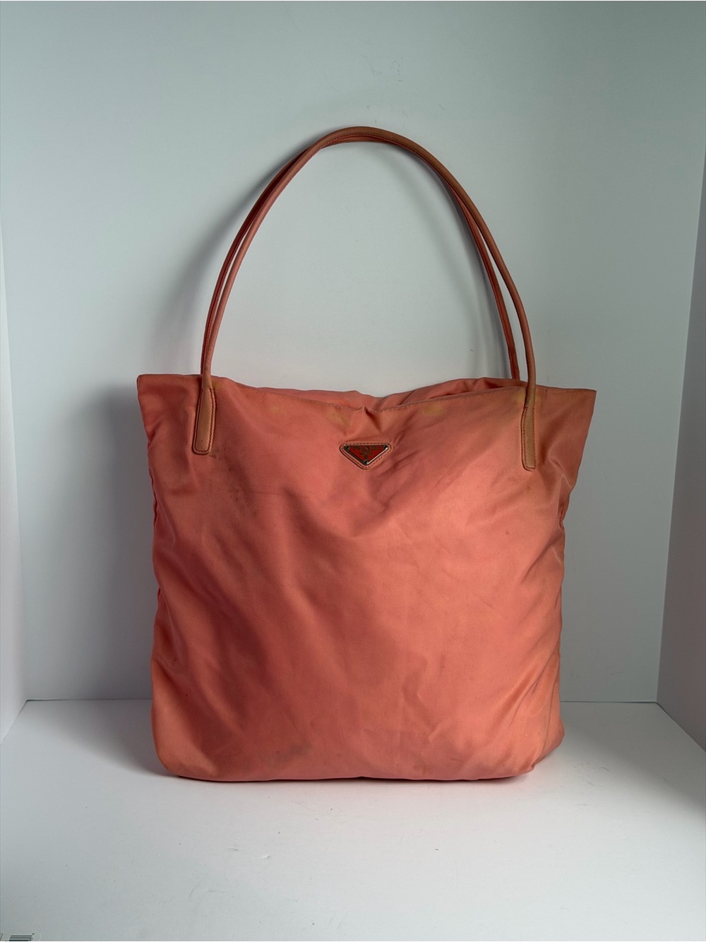 Prada Coral Pink Nylon Tote Bag